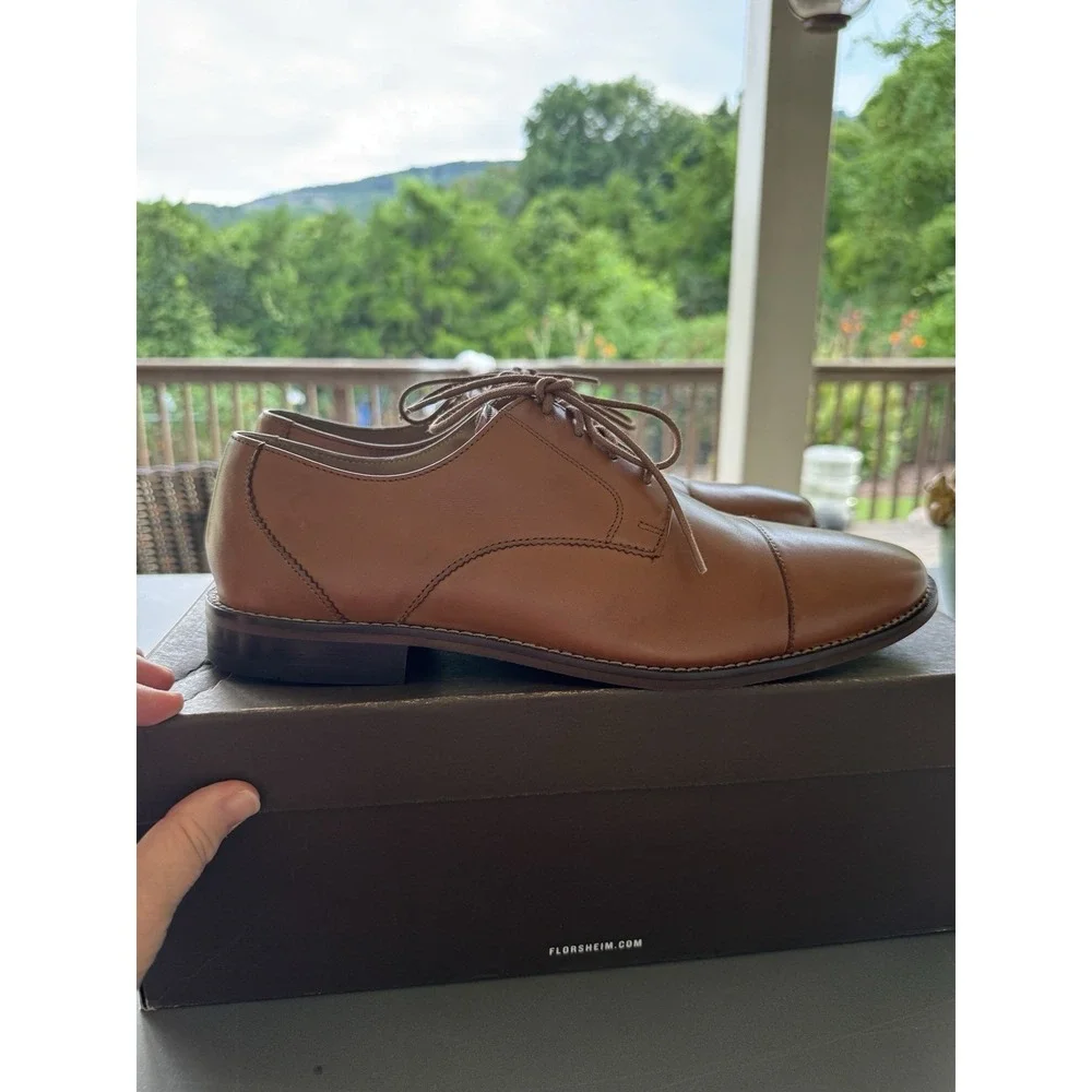 Florsheim Montinaro Cap Toe Men Dress Shoes Size 10.5 Saddle Tan Leather Oxford‎